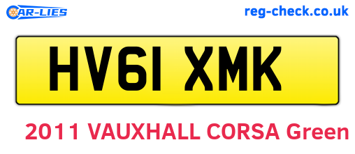 HV61XMK are the vehicle registration plates.