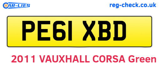 PE61XBD are the vehicle registration plates.