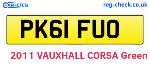 PK61FUO are the vehicle registration plates.