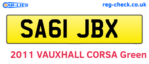SA61JBX are the vehicle registration plates.