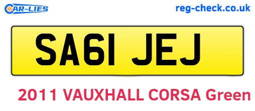 SA61JEJ are the vehicle registration plates.