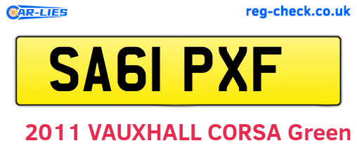 SA61PXF are the vehicle registration plates.