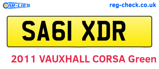 SA61XDR are the vehicle registration plates.