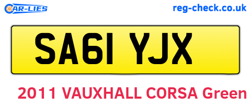 SA61YJX are the vehicle registration plates.
