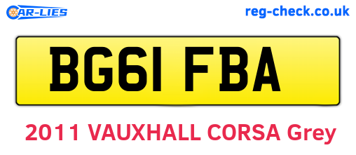 BG61FBA are the vehicle registration plates.