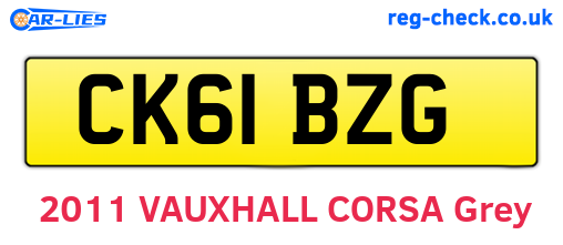 CK61BZG are the vehicle registration plates.