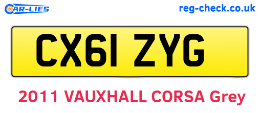 CX61ZYG are the vehicle registration plates.