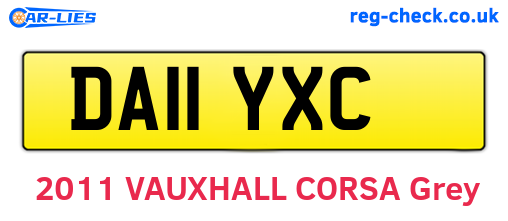 DA11YXC are the vehicle registration plates.