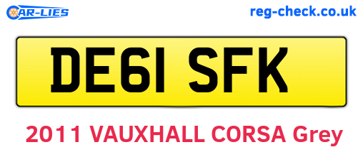 DE61SFK are the vehicle registration plates.
