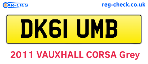DK61UMB are the vehicle registration plates.