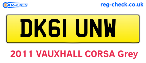 DK61UNW are the vehicle registration plates.