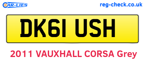 DK61USH are the vehicle registration plates.