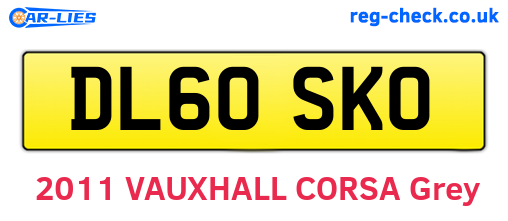 DL60SKO are the vehicle registration plates.