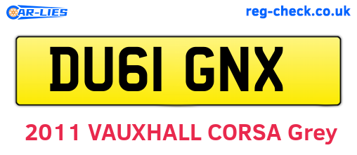 DU61GNX are the vehicle registration plates.