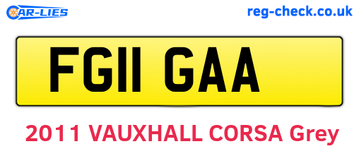 FG11GAA are the vehicle registration plates.