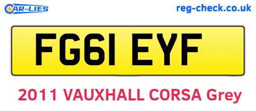 FG61EYF are the vehicle registration plates.