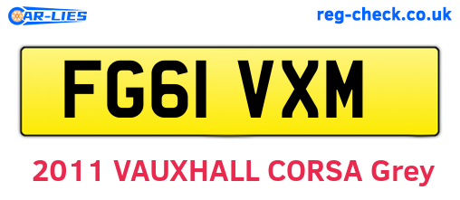 FG61VXM are the vehicle registration plates.