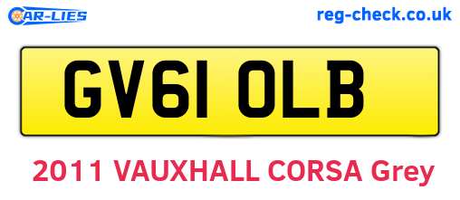 GV61OLB are the vehicle registration plates.