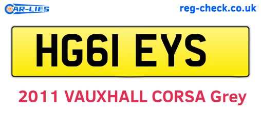 HG61EYS are the vehicle registration plates.