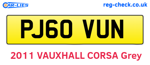 PJ60VUN are the vehicle registration plates.