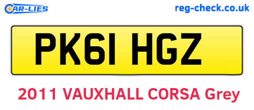 PK61HGZ are the vehicle registration plates.