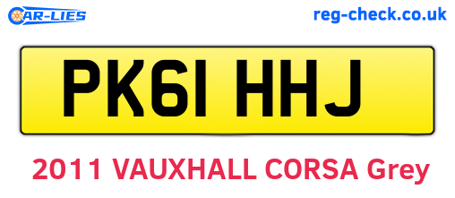 PK61HHJ are the vehicle registration plates.