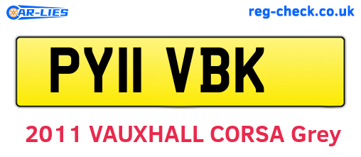 PY11VBK are the vehicle registration plates.