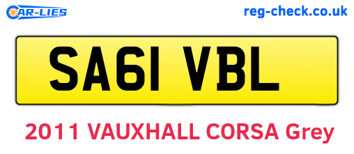 SA61VBL are the vehicle registration plates.