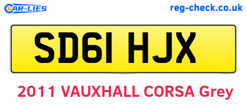 SD61HJX are the vehicle registration plates.