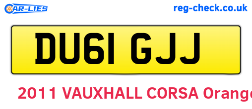 DU61GJJ are the vehicle registration plates.