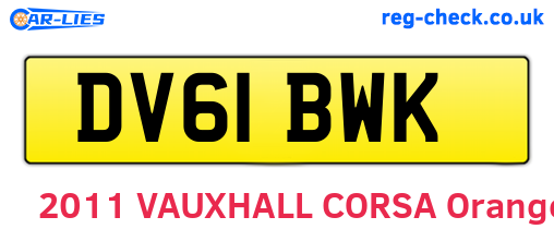 DV61BWK are the vehicle registration plates.