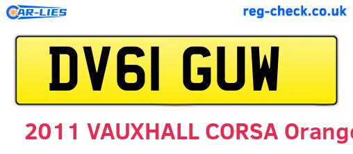 DV61GUW are the vehicle registration plates.
