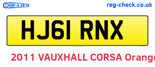 HJ61RNX are the vehicle registration plates.