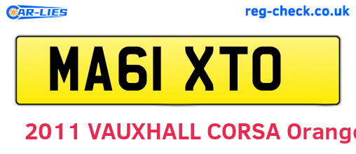 MA61XTO are the vehicle registration plates.