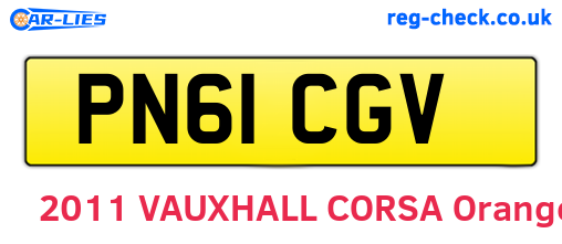 PN61CGV are the vehicle registration plates.