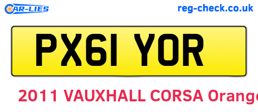PX61YOR are the vehicle registration plates.