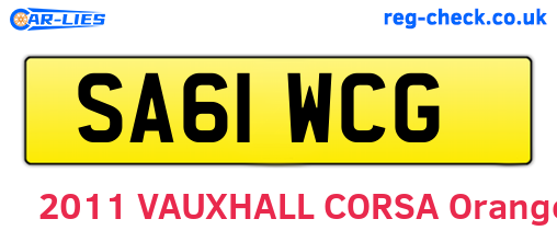 SA61WCG are the vehicle registration plates.