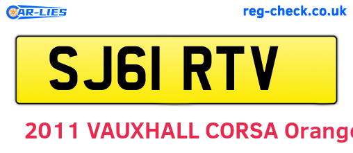 SJ61RTV are the vehicle registration plates.