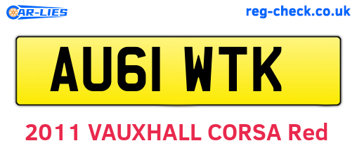 AU61WTK are the vehicle registration plates.