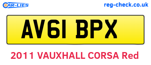 AV61BPX are the vehicle registration plates.