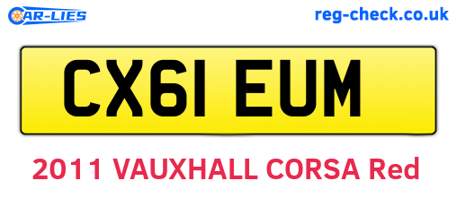 CX61EUM are the vehicle registration plates.