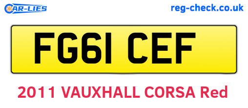 FG61CEF are the vehicle registration plates.