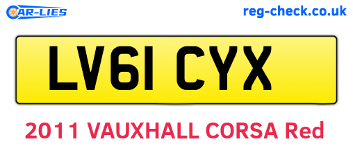 LV61CYX are the vehicle registration plates.
