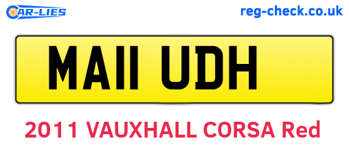 MA11UDH are the vehicle registration plates.