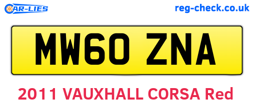 MW60ZNA are the vehicle registration plates.
