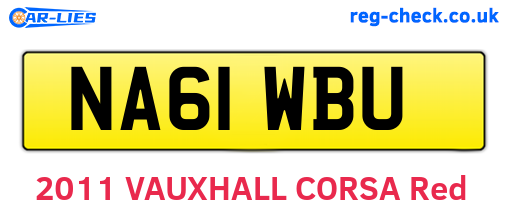NA61WBU are the vehicle registration plates.
