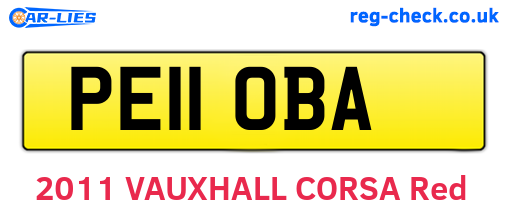 PE11OBA are the vehicle registration plates.
