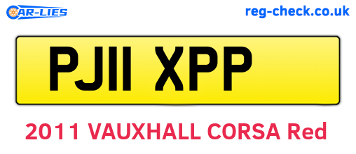 PJ11XPP are the vehicle registration plates.