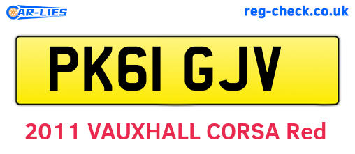 PK61GJV are the vehicle registration plates.