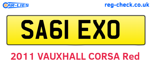 SA61EXO are the vehicle registration plates.